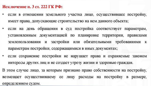 статья 222 ГК РФ, регулирующая действия в отношении самостроя